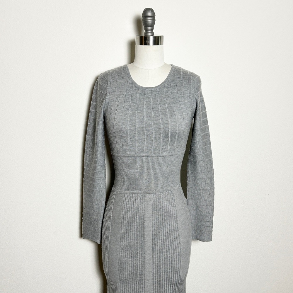 Mare Mare‎ Gray Rayon Ribbed Knit Long Sleeve Maxi Sweater Dress Women XXS NWT